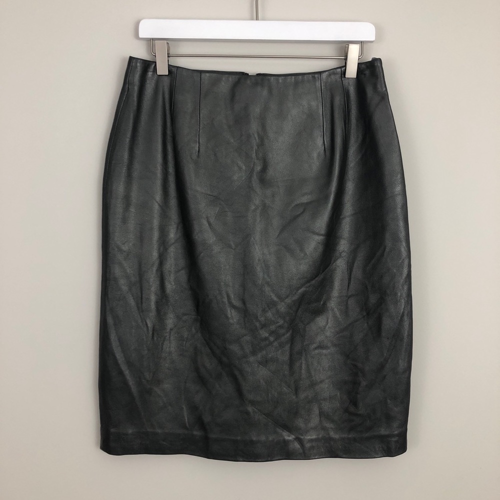 Vintage Doncaster Leather Pencil Skirt Dark Gray